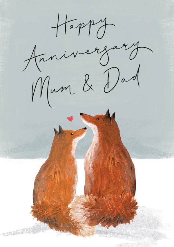 Cute Fox Parents Anniversary Card - Happy Anniversary Mum & Dad created by Making Meadows Ltd