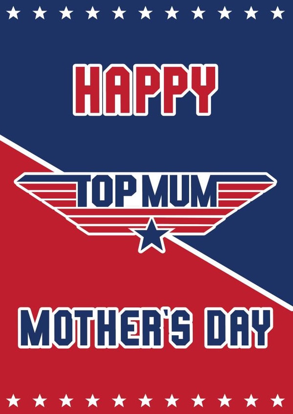 Top Gun Mother's day card, Top Mum, Funny film card, Mothers Day, Funny Top Gun created by Lucie Chapman