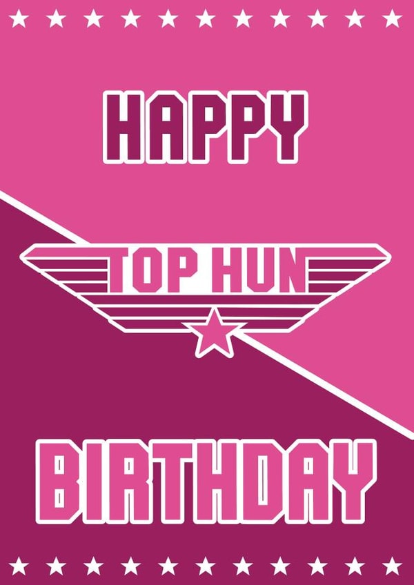 Funny Top Gun themed birthday card, Birthday hun, Funny hun birthday card created by Lucie Chapman