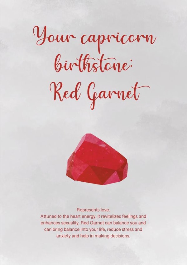 Birthday card - Birthstone/zodiac sign - Your Capricorn birthstone: Red Garnet created by Noura Mokhtar