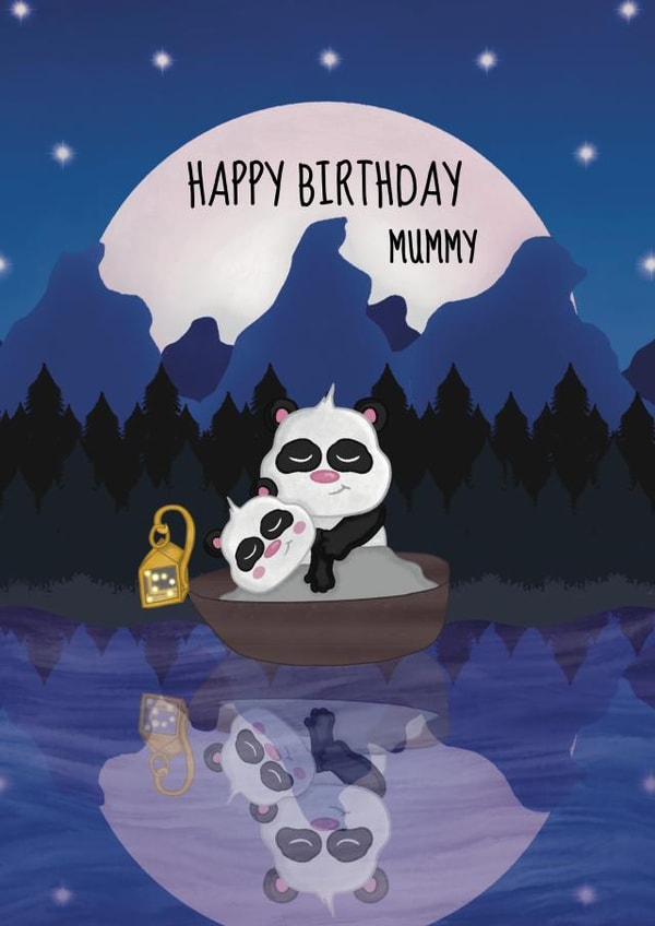 Cute Birthday Card For Mummy - Nighttime - Panda created by @Cupsie's Creations