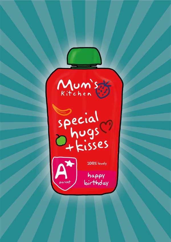 Happy Birthday Mum Young Mum Food Kitchen Hugs and Kisses Card created by Cards from Designers