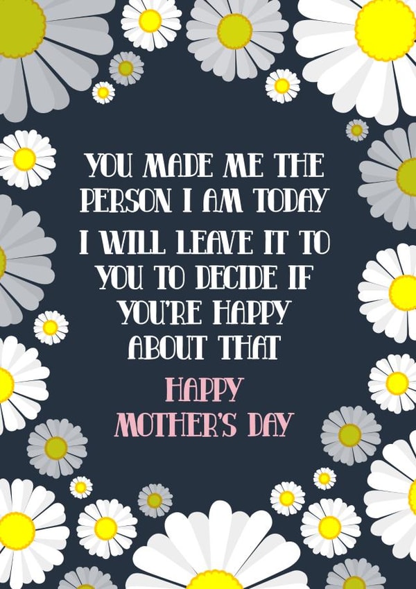 Funny Mother's Day Card - Made Me Who I Am - Mum - Typography created by Blind Faith