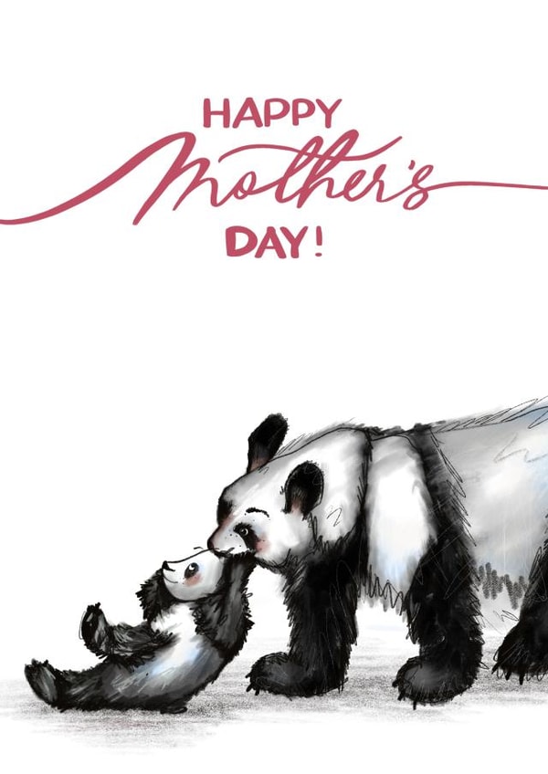 Cute Panda mom, Mother’s Day card for all the great mothers who put up with us created by Nattie Threads