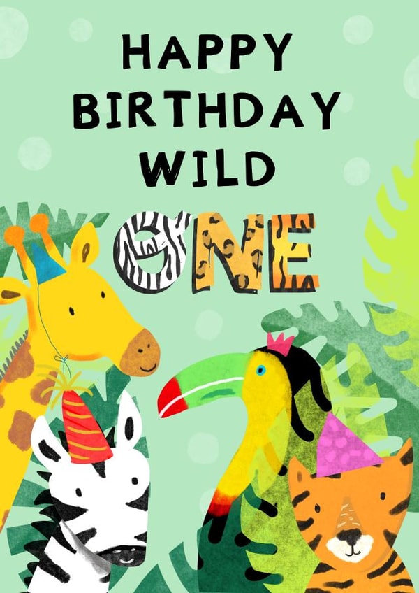 Cute Birthday Card - 1st - Wild One - Safari created by Rosie Johnson Illustrates