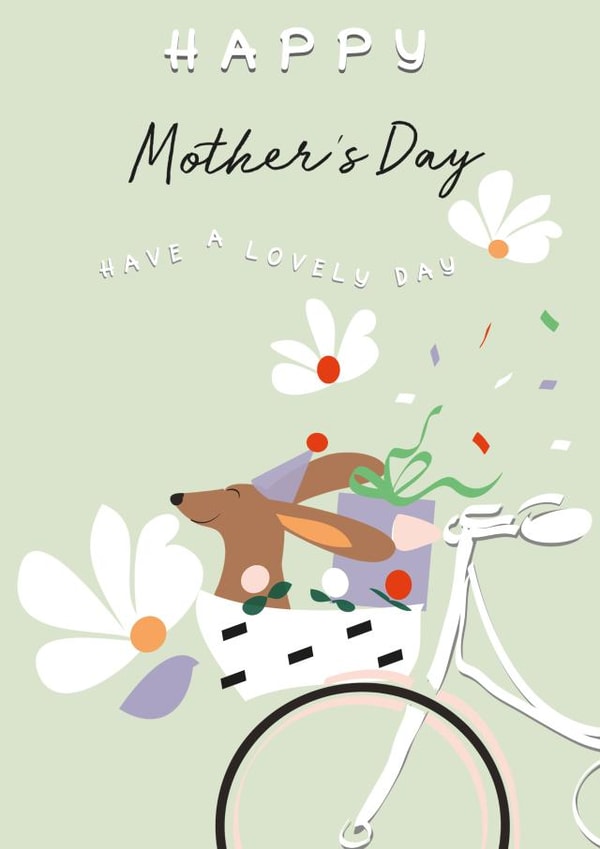 Cute Dachshund Mother's Day Card - Card For Mum From the Dog - Flowers Card created by SABIVO Design by Sabina