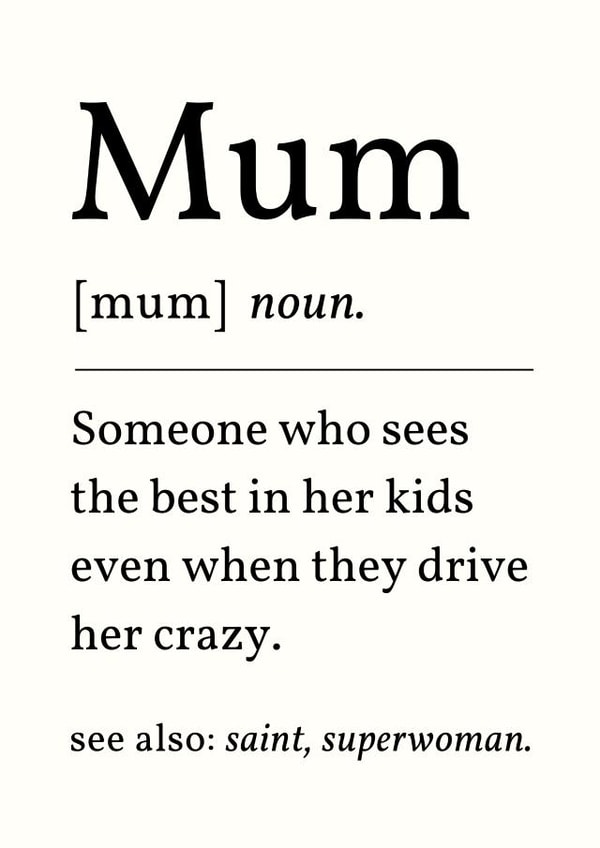 Funny Mother's Day Card - Drive Her Crazy - Definition created by Sundiva Designs