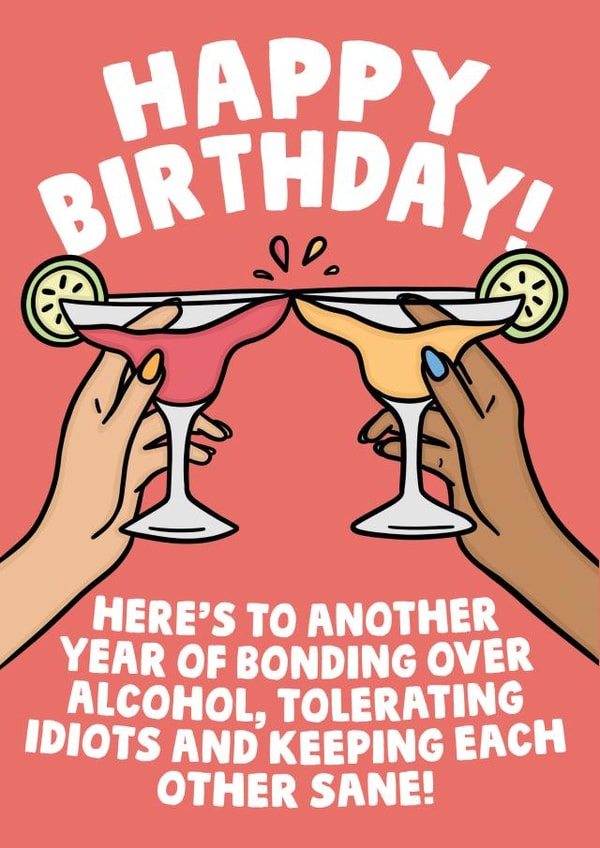 Funny Birthday Card - Here's To Another Year Of Bonding - Bestfriend created by Studio Doodles
