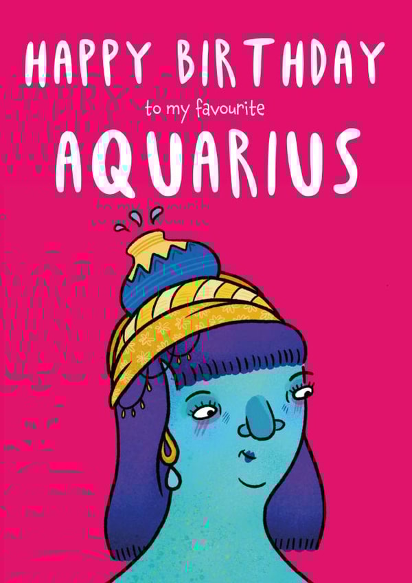 Cute birthday Card - Aquarius - Zodiac - January - February created by Charlotte Caswell