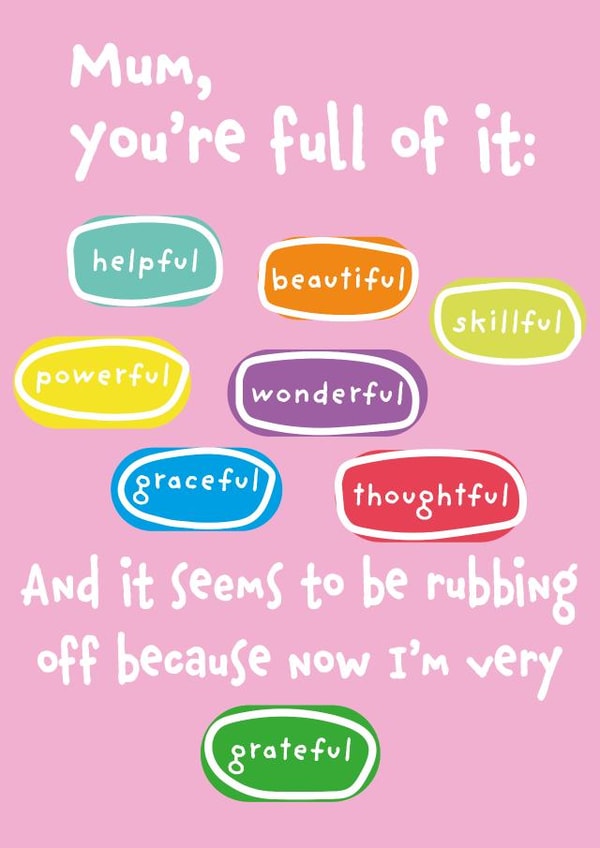 Funny Card for Mum - Mother's Day or Thank You - You're Full of It - Grateful created by size3art