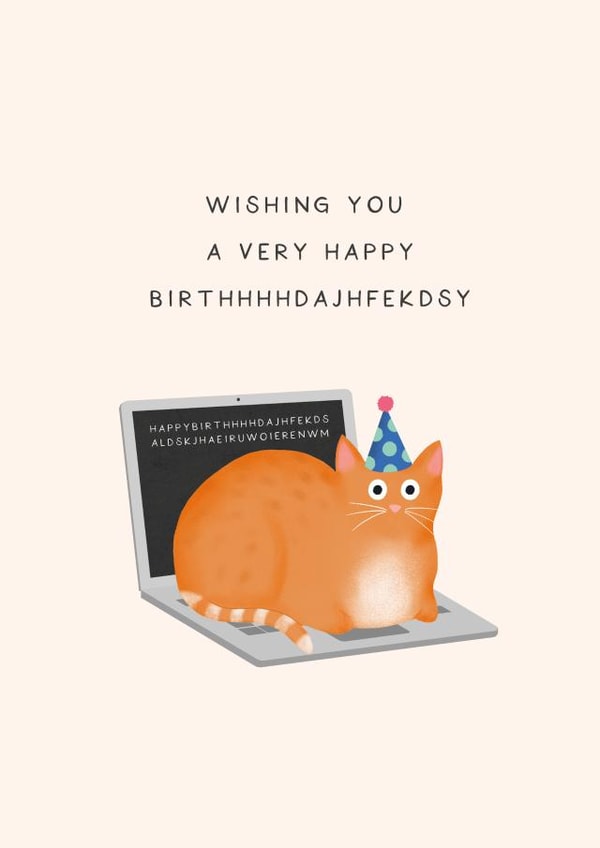 Funny Cat on Laptop - Birthday Card created by Studio Mads