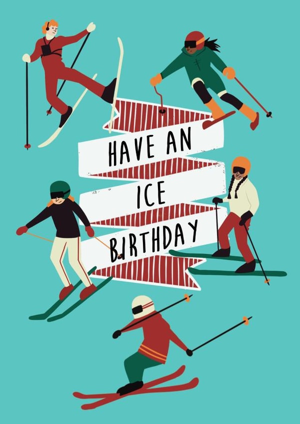 Retro Skiing Birthday Card created by Vallely Studios