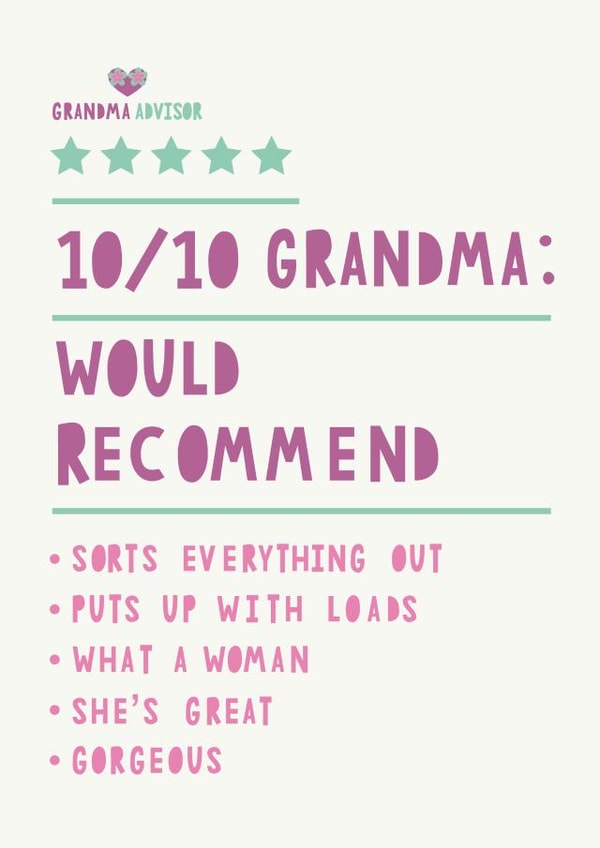 Fun review style card - Grandma Advisor created by HGH ILLUSTRATIONS