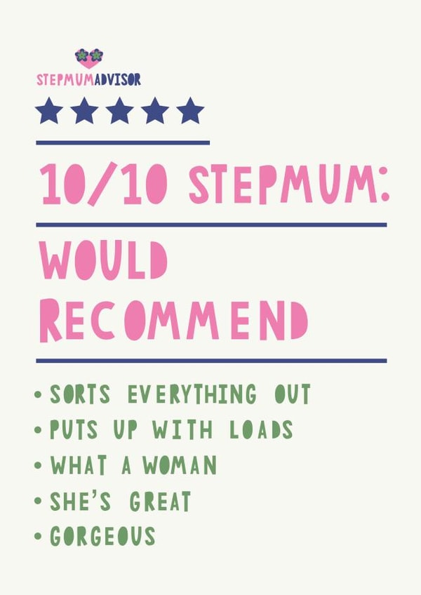 Fun review style card - Step Mum Advisor created by HGH ILLUSTRATIONS