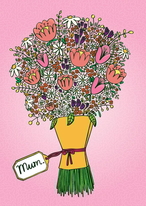 Pretty Mother's Day Card - Mum - Flower Bouquet - Floral created by Able And Game
