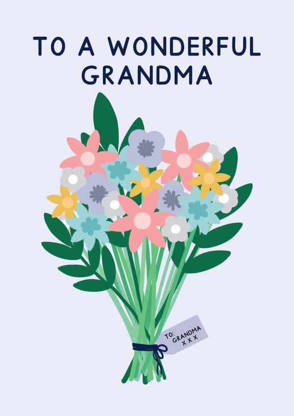 Lovely Mother's Day Card - Wonderful Grandma's - Pretty Flower Bouquet created by Jeff and the Squirrel