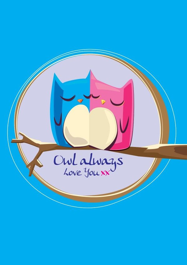 Owl always love you - cute valentines card created by Booby's Studio