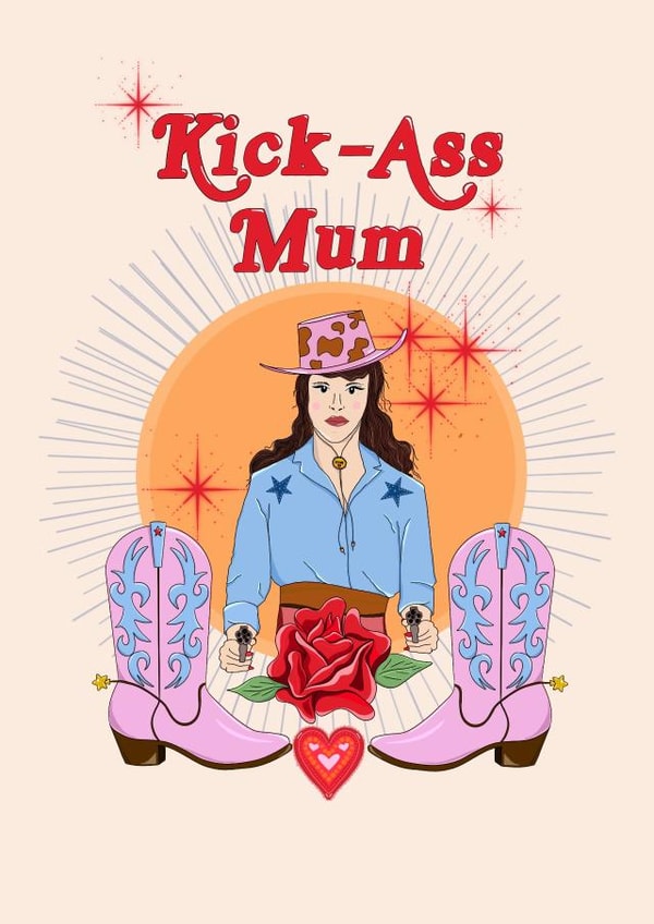Card for Kick Ass Mum - Card for Mother's Day - Card for Mother's Birthday created by AmySrvc Illustration