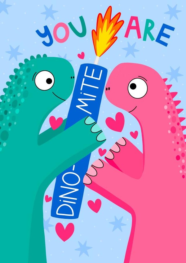 Cute Dinosaur Card - Valentine's Day/Anniversary Love Card - Card for Boyfriend or Girlfriend created by Ludicrous Prints
