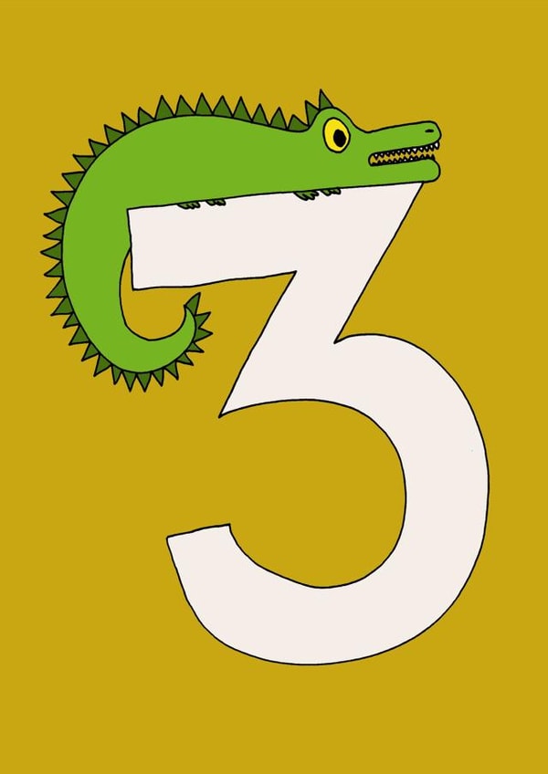 Third Birthday - Yellow & Green - Dinosaur / Monster / Crocodile - Kids - 3 created by Jz Designs