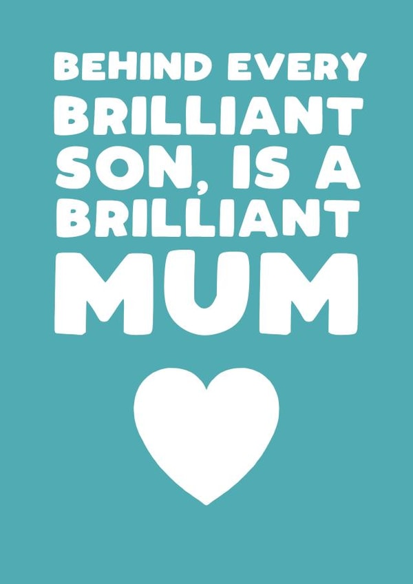 Cute Mother's Day card - from Son - Brilliant Son created by Pickled Prints