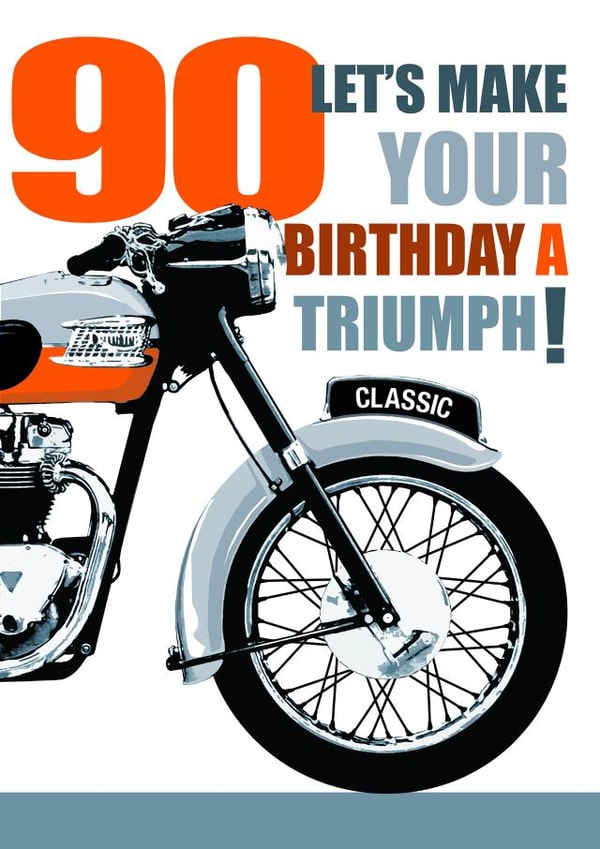 Classic Birthday Card - Motorbike - 90th created by RetroMotion Artwork