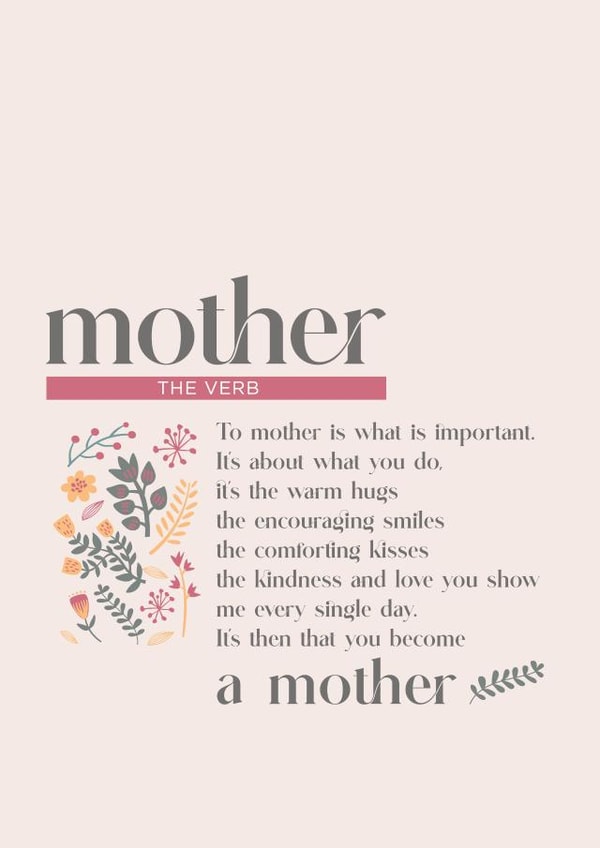 Mother The Verb Mother's Day Card created by Poppy Lane