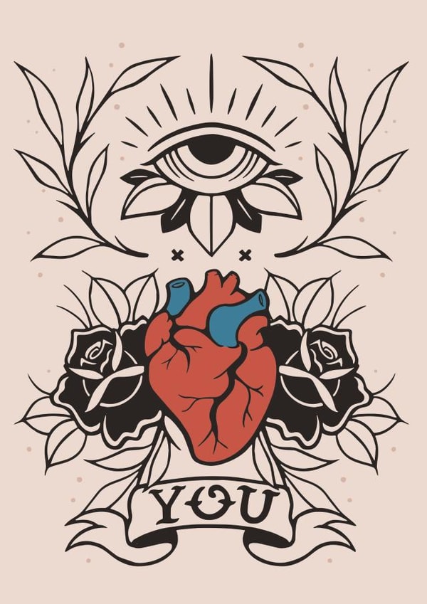 Tattoo Eye-Heart-You Valentine Card For Significant Other created by Lavinia Roth