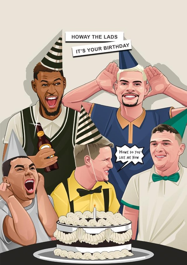 Newcastle United Birthday Card - Joelinton, Almiron and Howe Card created by Scored It