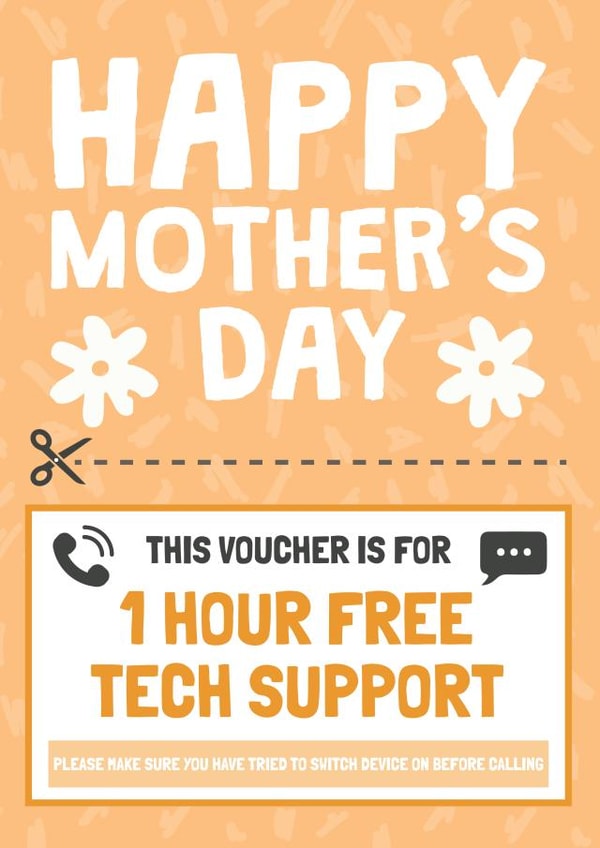 Mums Gift Voucher Mother's Day Card - 1 Hour Free Tech Support created by AbiGoLucky