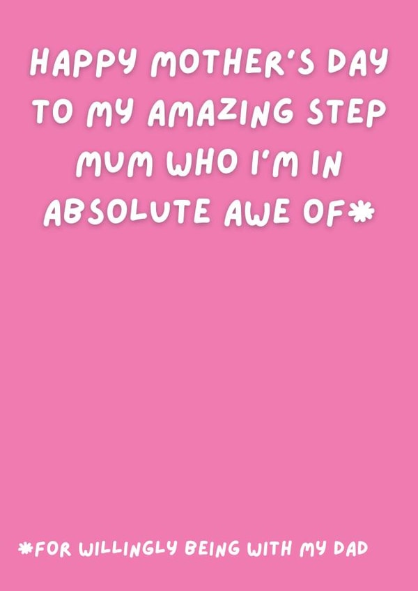 Funny In awe of step mum card - putting up with dad created by original fox designs