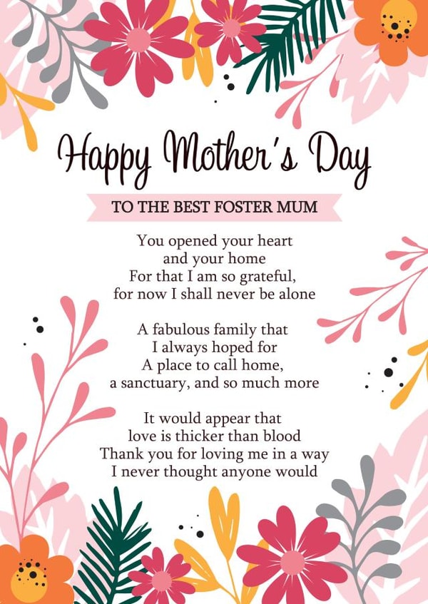 Cute mother's day card for a foster mother created by Silly Prints