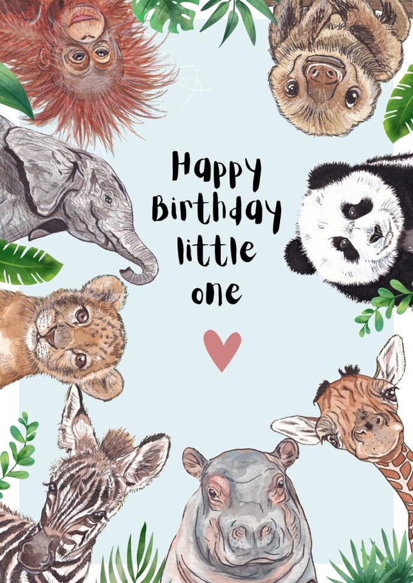 Cute Safari Animal Birthday Card for Kids created by Robyn's Portraits