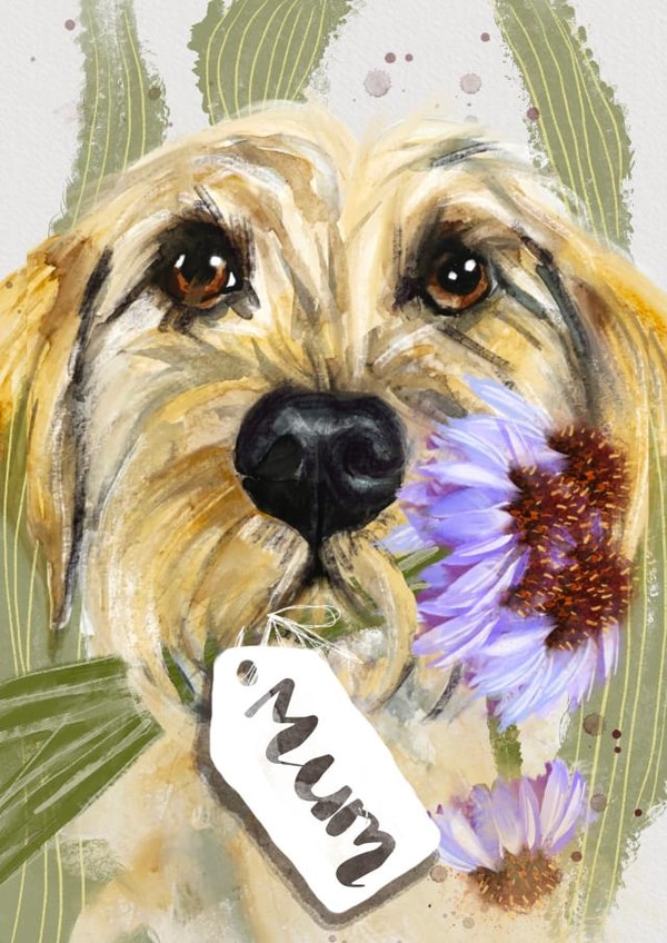 Cute Mother's Day Card - Scruffy terrier created by Jo Scott Art