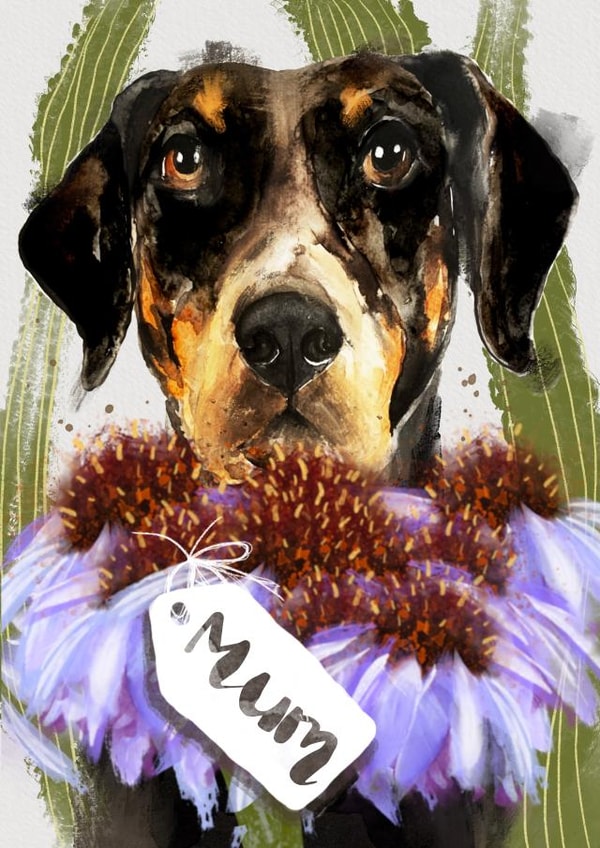 Doberman Art Mother’s Day or Birthday card - for Mum created by Jo Scott Art