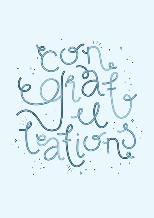 Cute congratulations card for friends & family in blue created by Aelia