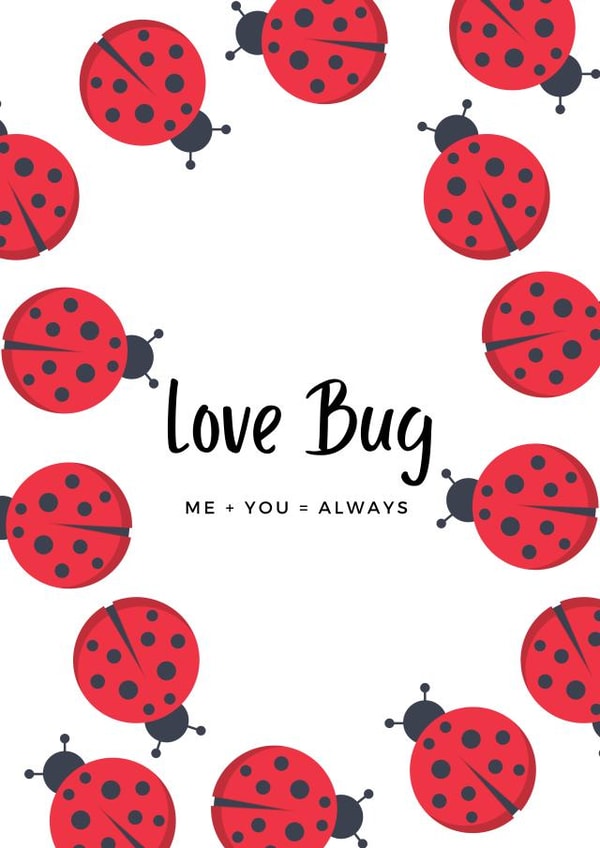 Cute card - Love Bug - Me plus You = Always. Ladybug. Valentines + anniversary created by Hindlet Hideaway 