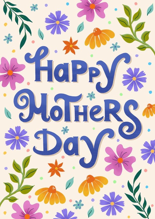 Happy Mother's Day | Flowers Hand Lettered Card for Mum created by @tikkled.pink