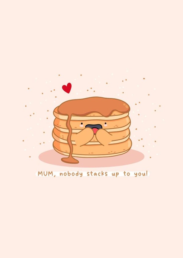 Cute Mother’s Day card - pancakes - Kawaii - Punny created by Rosalie Perl