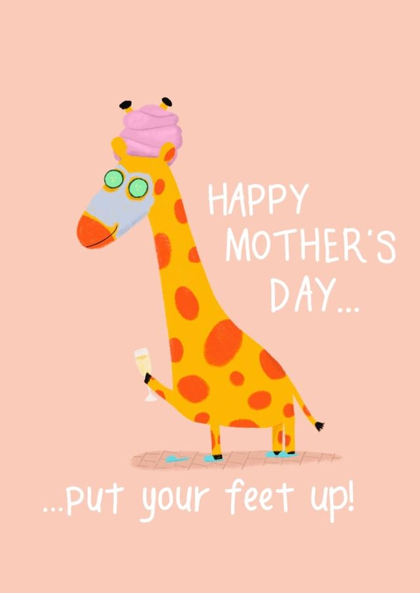 Fun Mothers Day card - Relax and put your feet up - Giraffe created by LittleTalesByGem