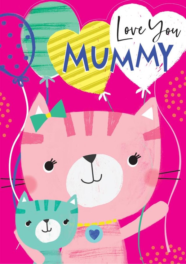 Cute Mothers Day Card - Love You Mummy - Cats created by Laura Darrington Design Ltd.