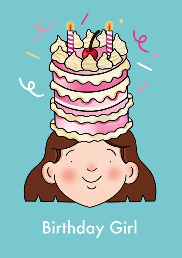 Cute Birthday Girl Cake Card - For Her created by Emelia Brooks