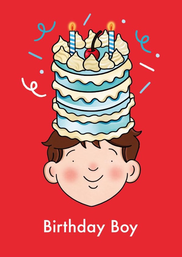 Cute Birthday Boy Cake Card - For Him created by Emelia Brooks