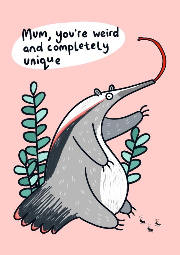 Cute and Funny Mother's Day Card - Anteater Animal created by Lucy Maggie Designs