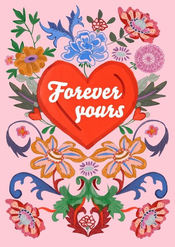 Forever yours valentines card created by Emma Mattinson Design Studio