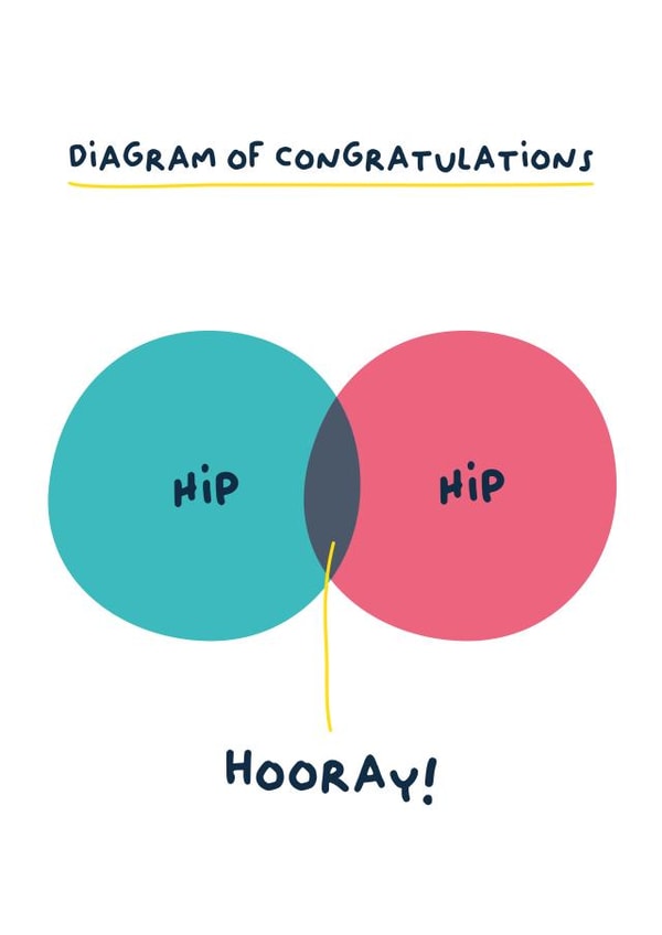Funny Congratulations Card - Venn Diagram - Hip Hip Hooray created by PaperJam Print Co.