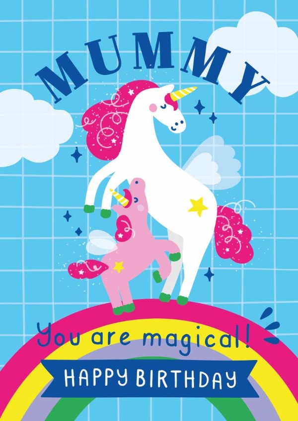 Cute Mummy Rainbow & Unicorn Magical Happy Birthday Card created by Creative Joy