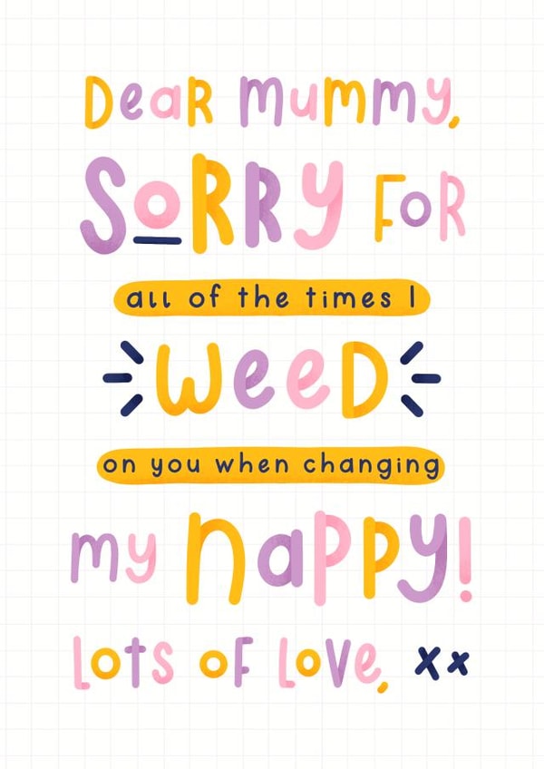 Funny Mother's day card from the baby - Nappy change card created by Joanne Hawker