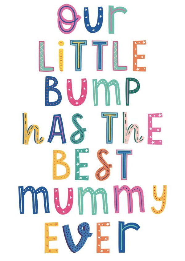 Cute Mothers Day card - from the bump - best mummy ever created by Cate Creates