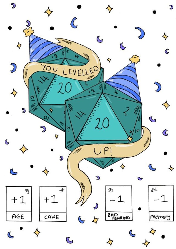 Funny Dungeons and Dragons inspired Birthday Card // Nerd Birthday card created by Aweirdandwonderful🍄